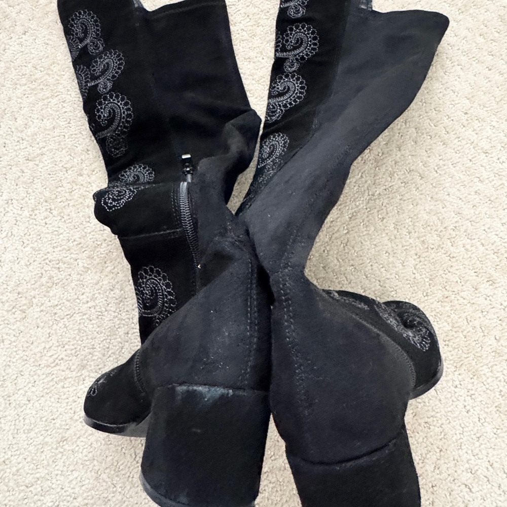 SBICCA CHENOA Black Over The Knee Boots Embroidery Leather Boots (Size 8) - Picture 7 of 12